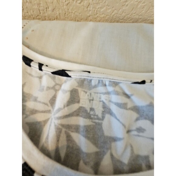 Lands‎ End Tank Dress Black White Floral Print Hibiscus Womens M/P 10-12 - Picture 7 of 7